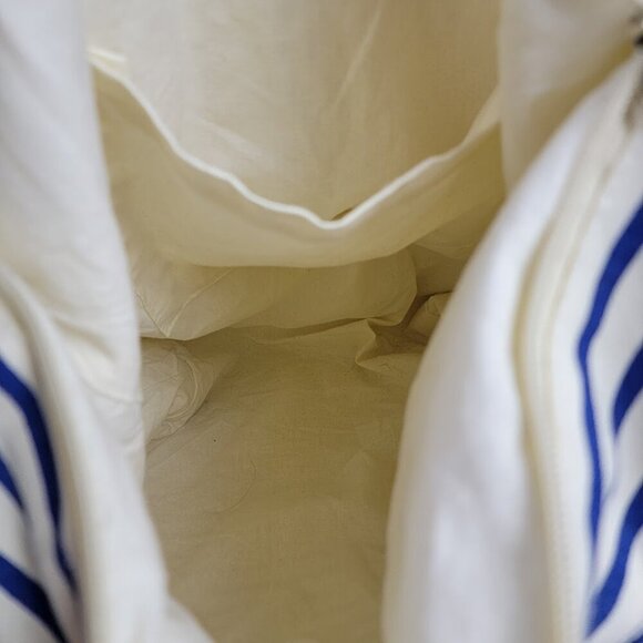 Inis Nautical Striped Canvas Tote Bag Blue White Rope Handles 15x17 - Picture 7 of 10